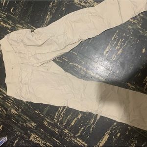 Khaki maternity pants.